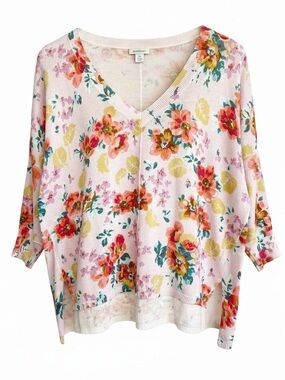 BOGO! Sundance Floral Johanna Cotton Sweater‎ Pink Size Small